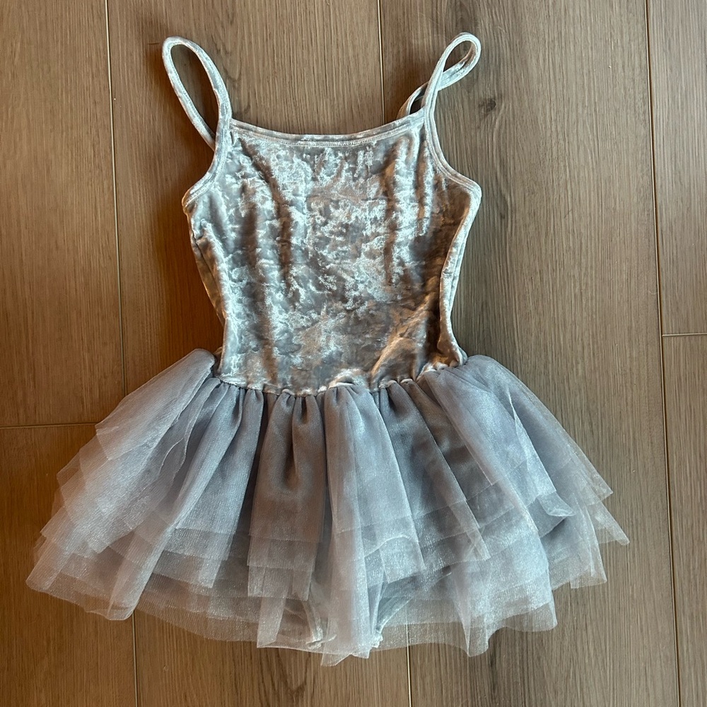 Petite Hailey Gray Velvel Ballet Leotard Dress